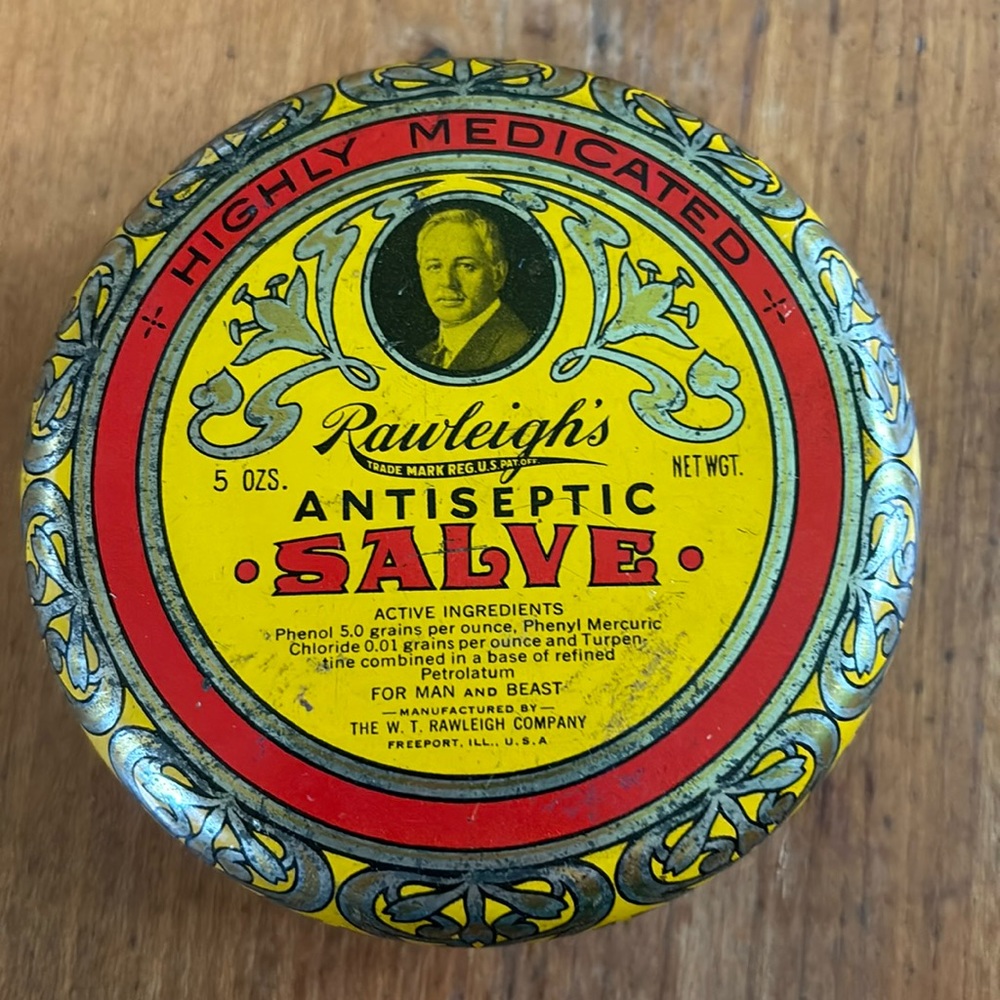 Vintage Rawleigh’s™️Antiseptic Salve “Highly Medicated” 5 oz. decorative tin